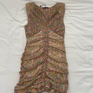 Zara floral ruched dress